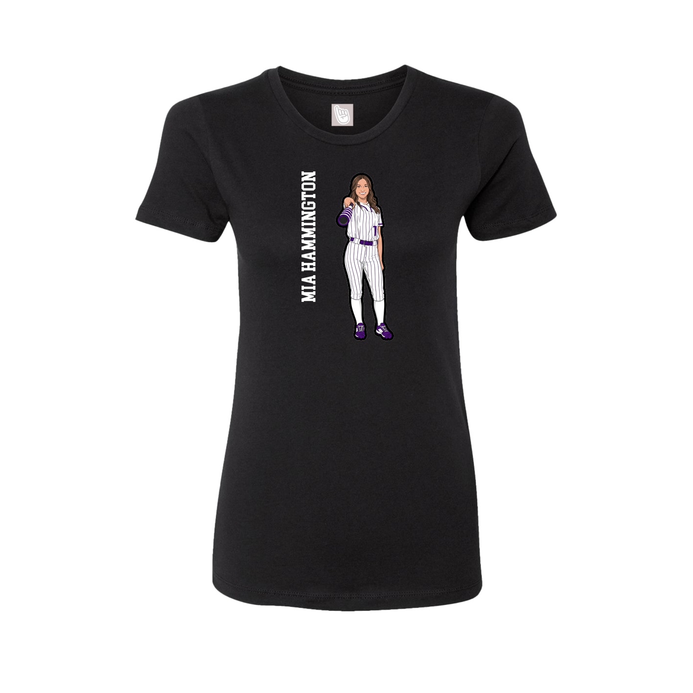 Womens Tee — Name Vertical in Black