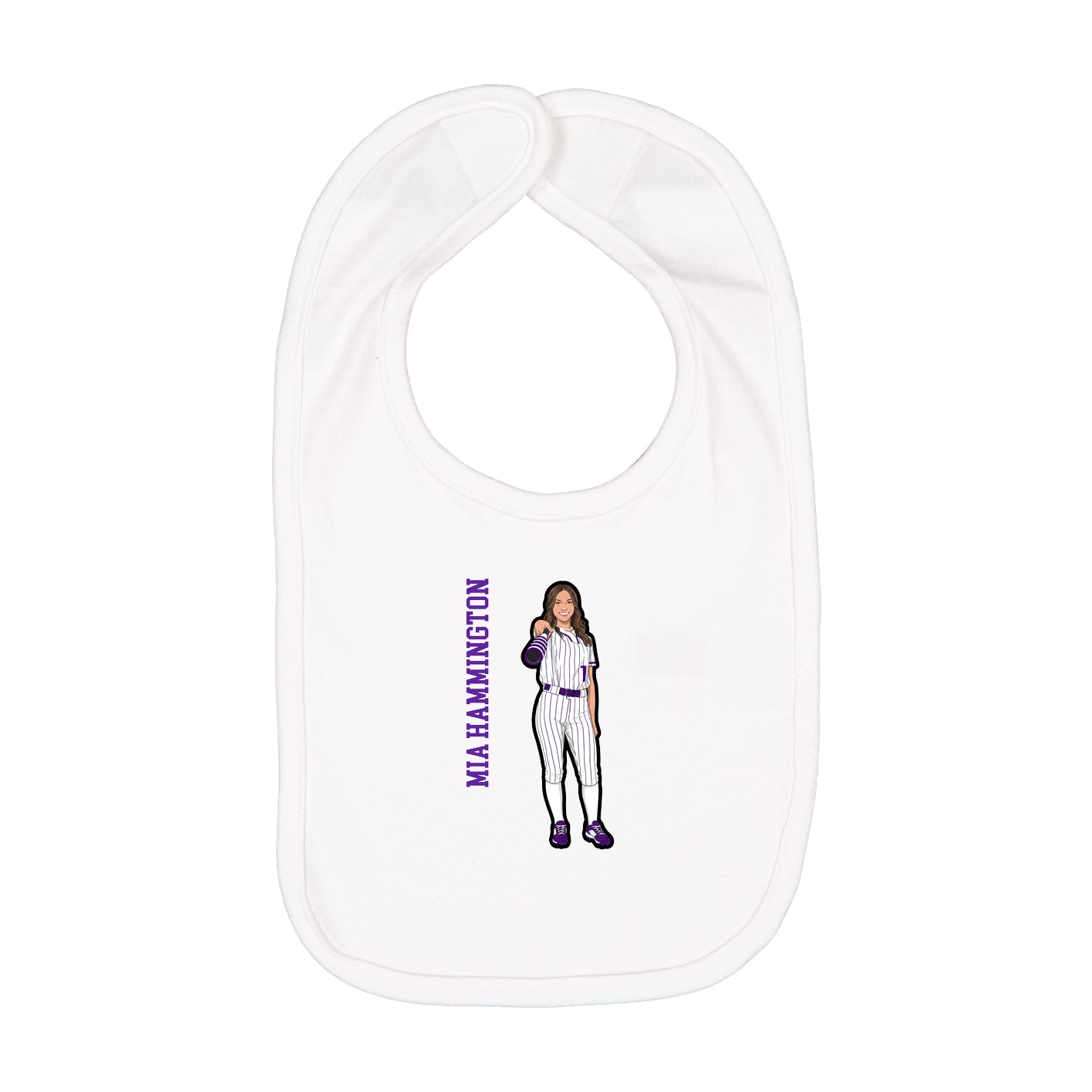Infant Bib — Name Vertical in White