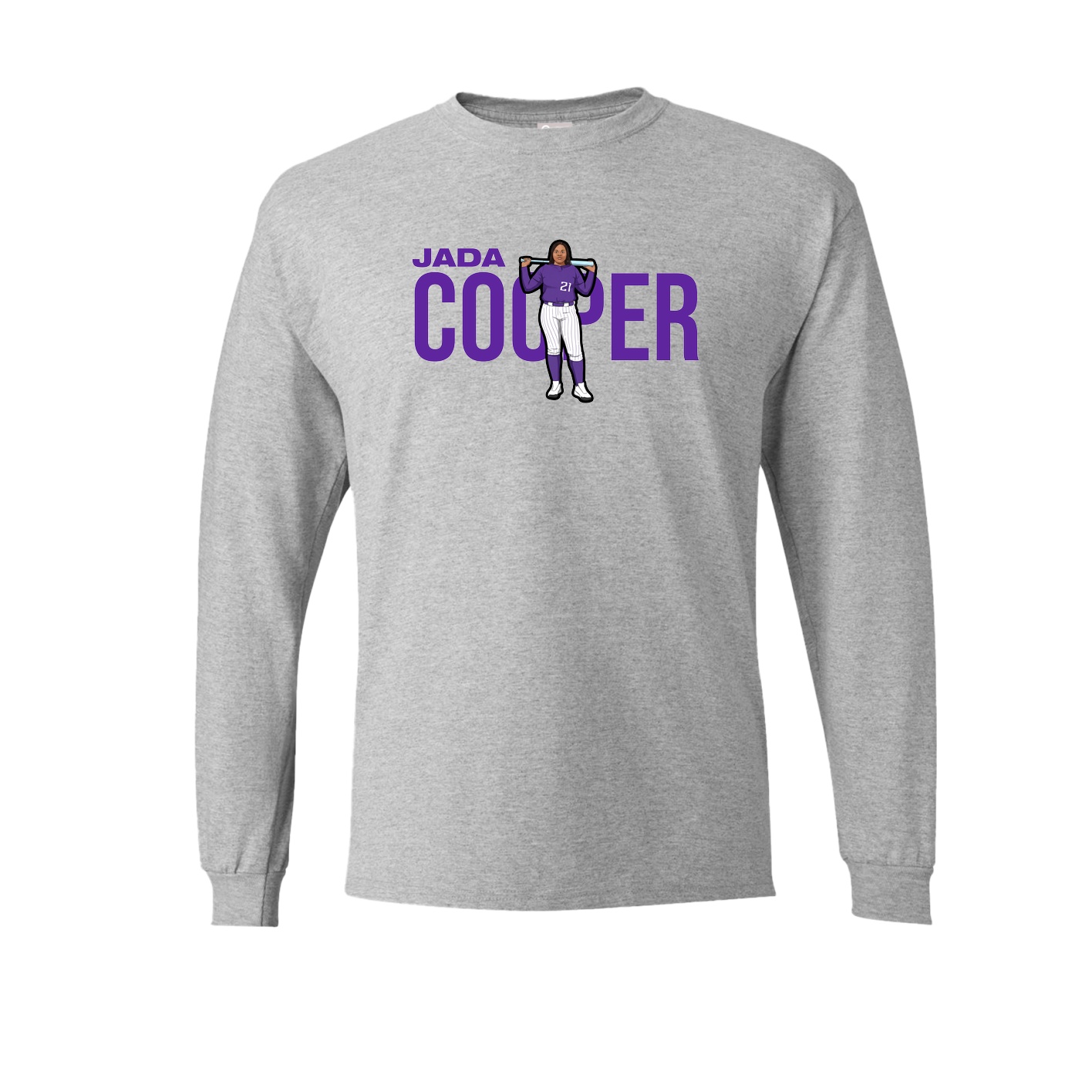 Long Sleeve Tee — Player Name in Grey