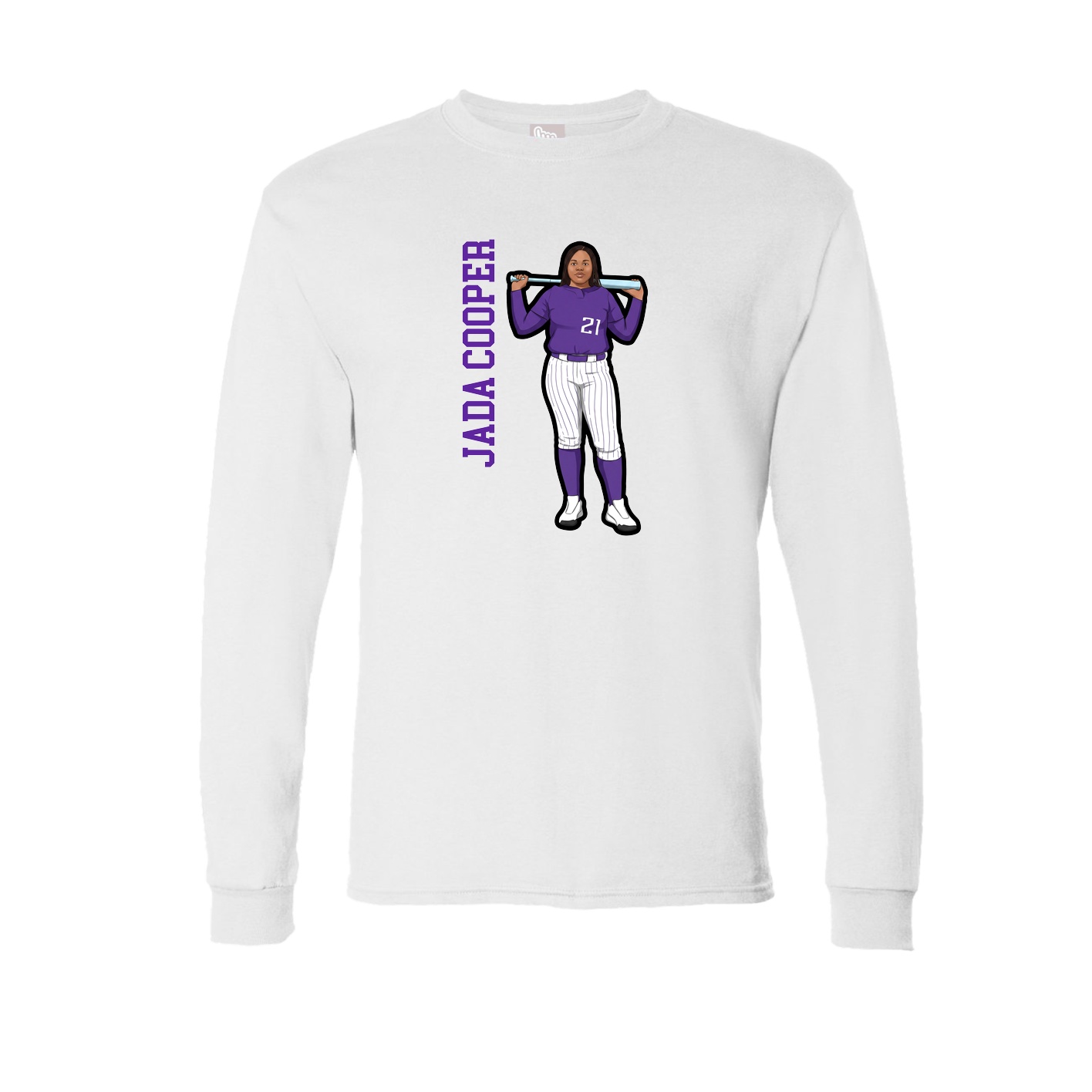 Long Sleeve Tee — Name Vertical in White