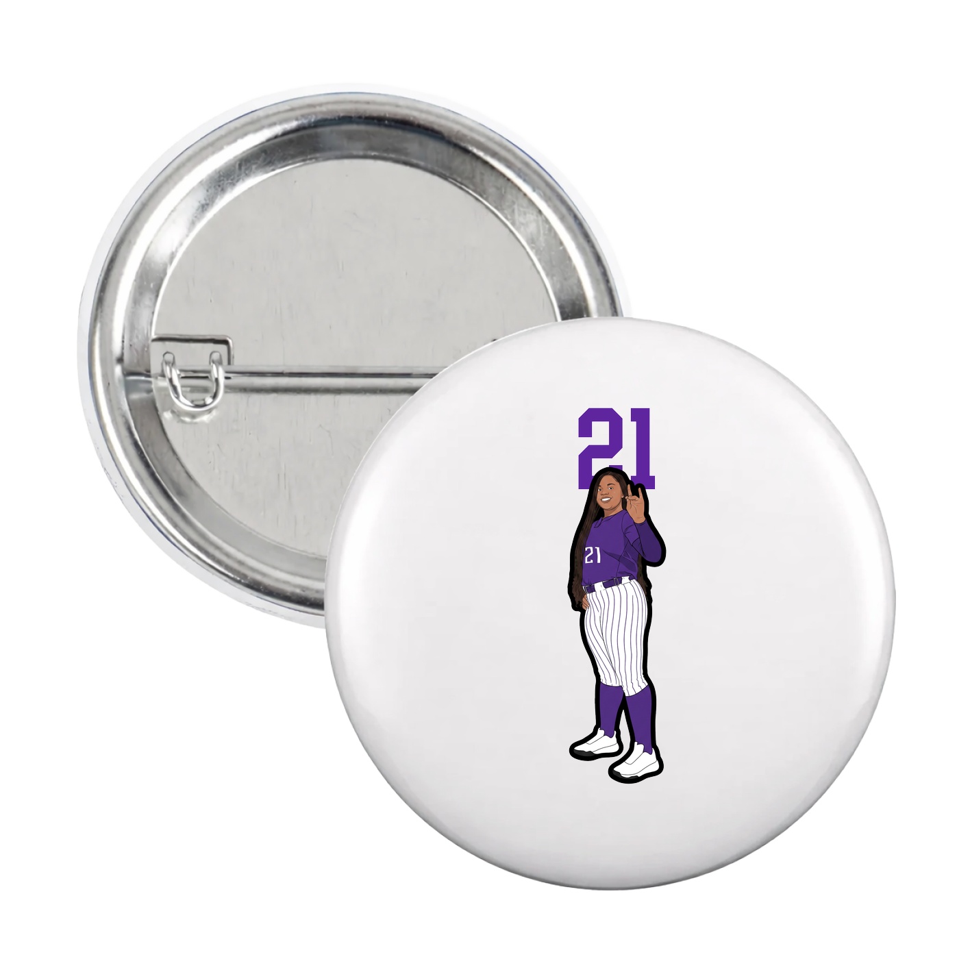 Game Day Button — Number Top in White