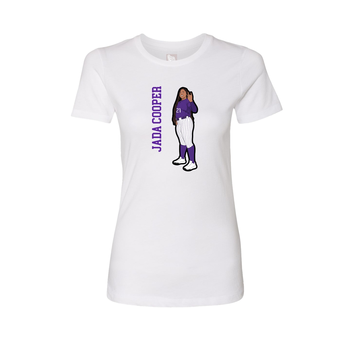 Fitted Women's Tee — Name Vertical in White