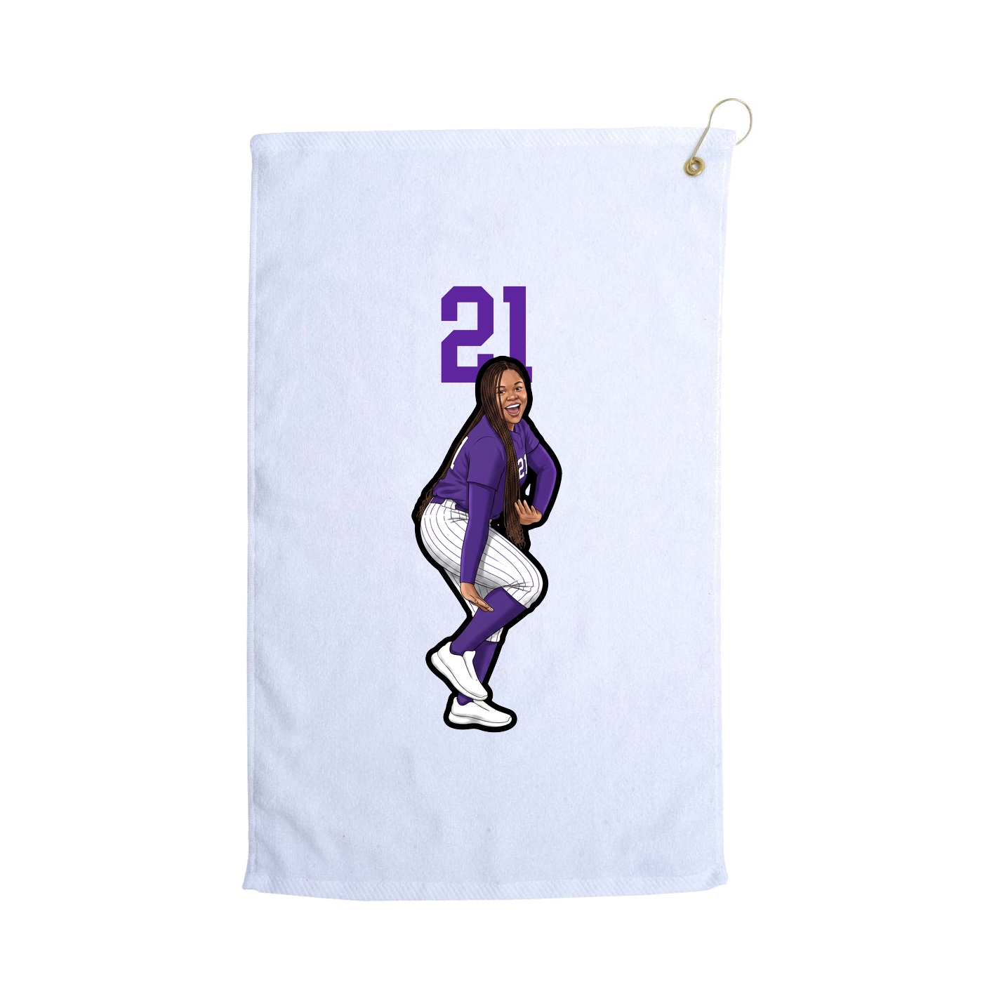 Golf Towel — Number Top in White