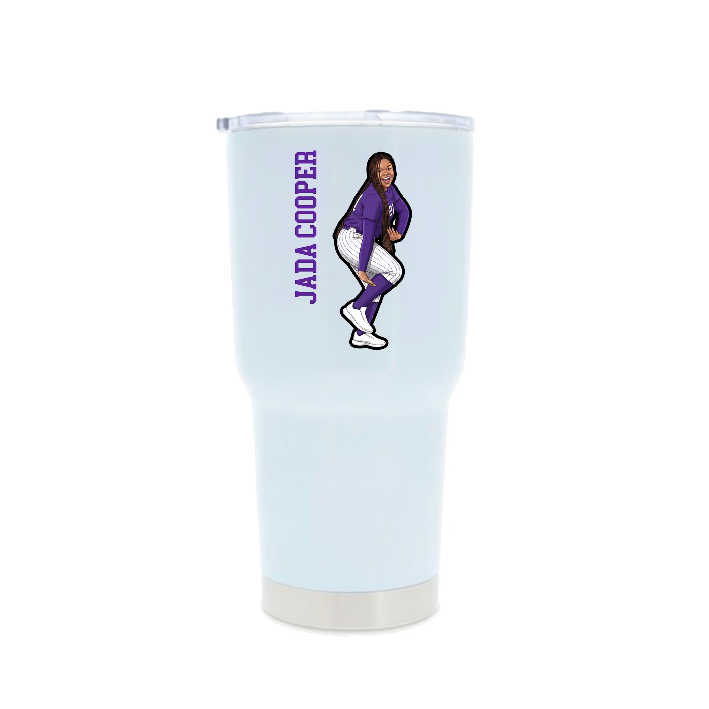 30oz Stainless Steel Tumbler — Name Vertical in White