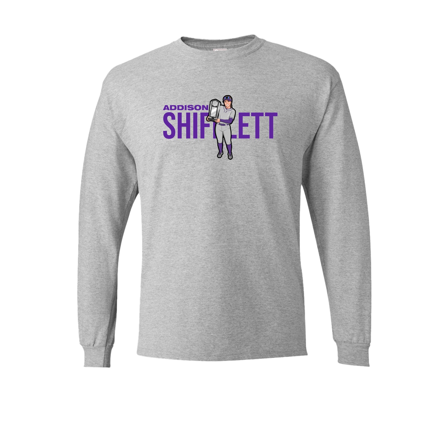 Long Sleeve Tee — Player Name in Grey