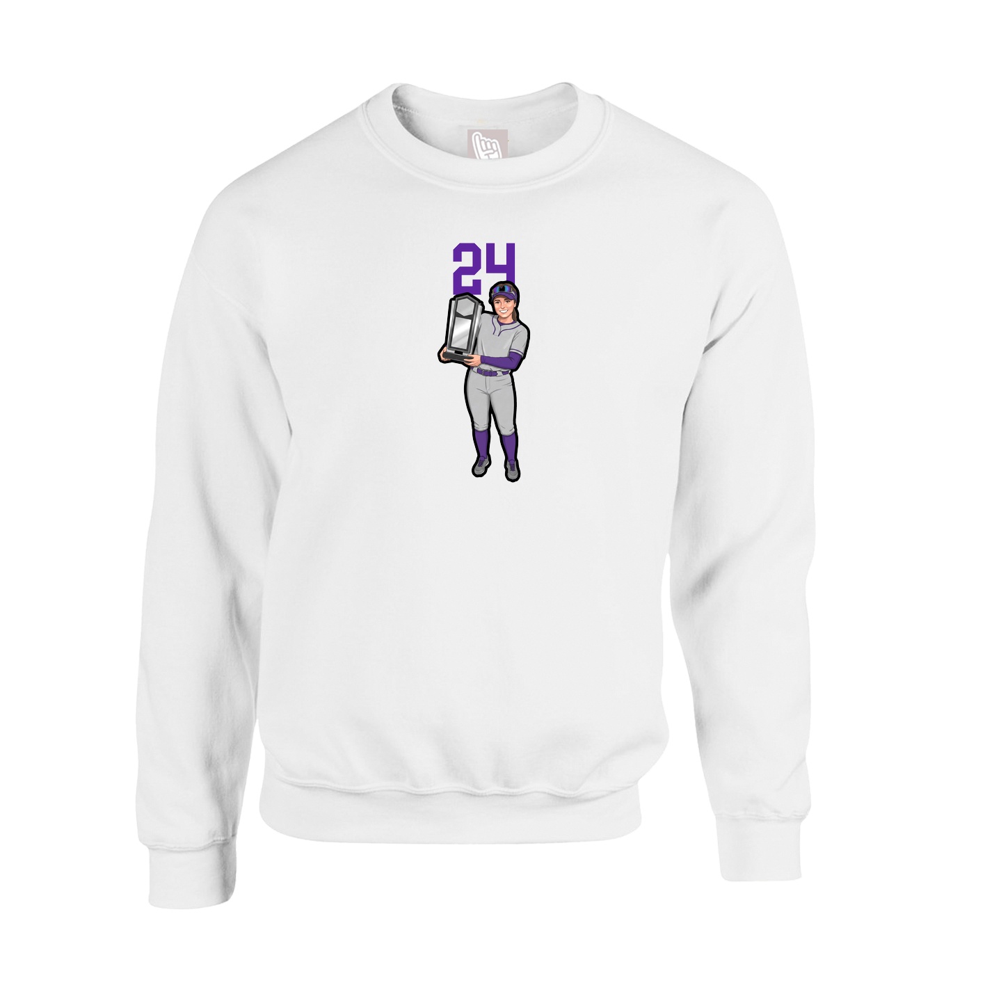 Fleece Crew — Number Top in White