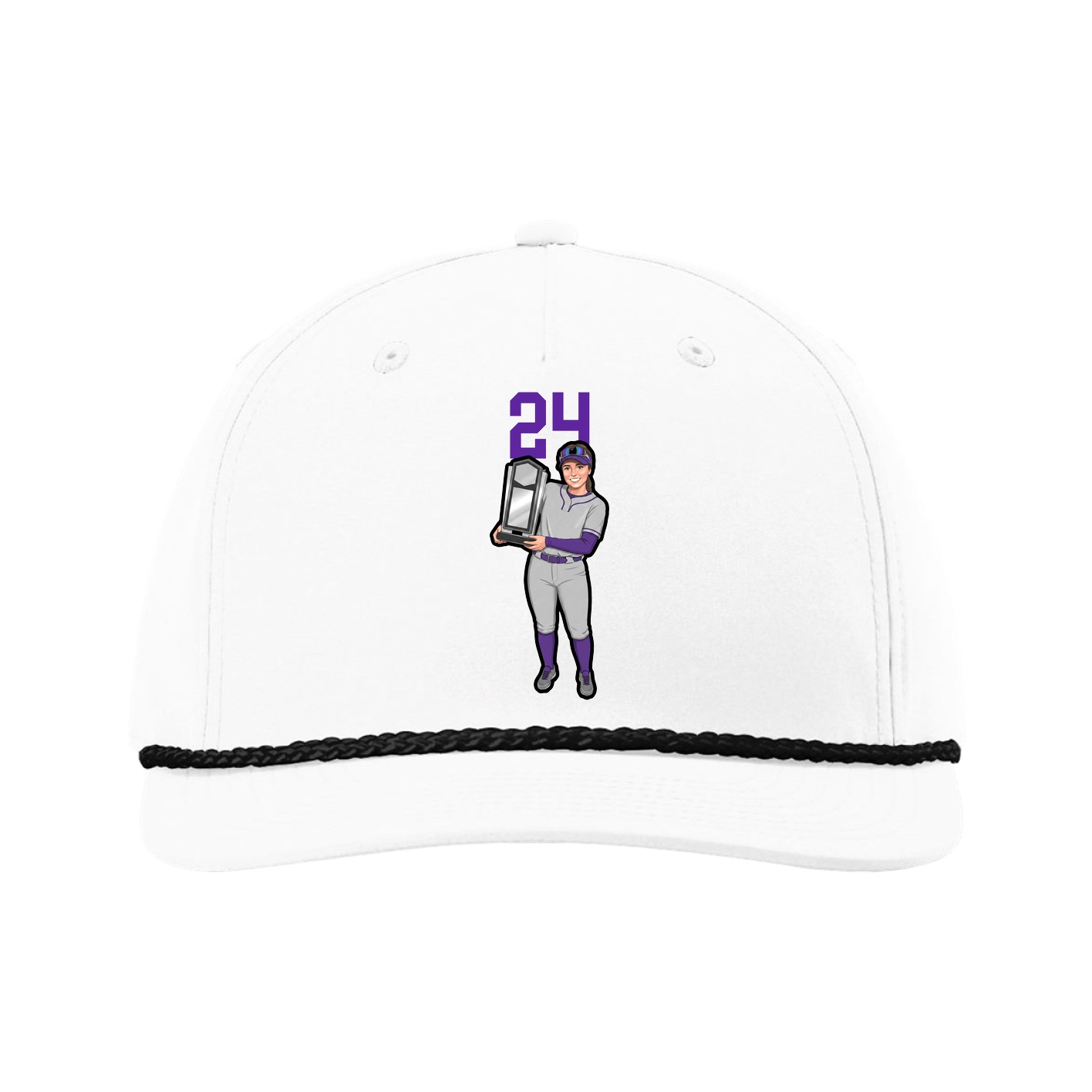 Five-Panel Classic Rope Cap — Number Top in White