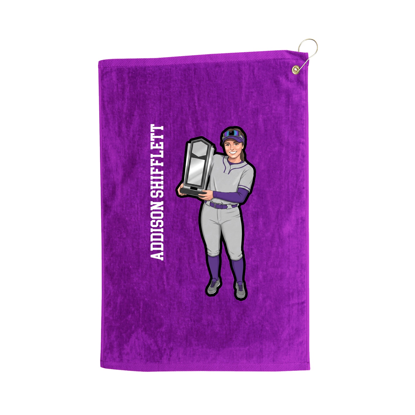 Golf Towel — Name Vertical in Purple