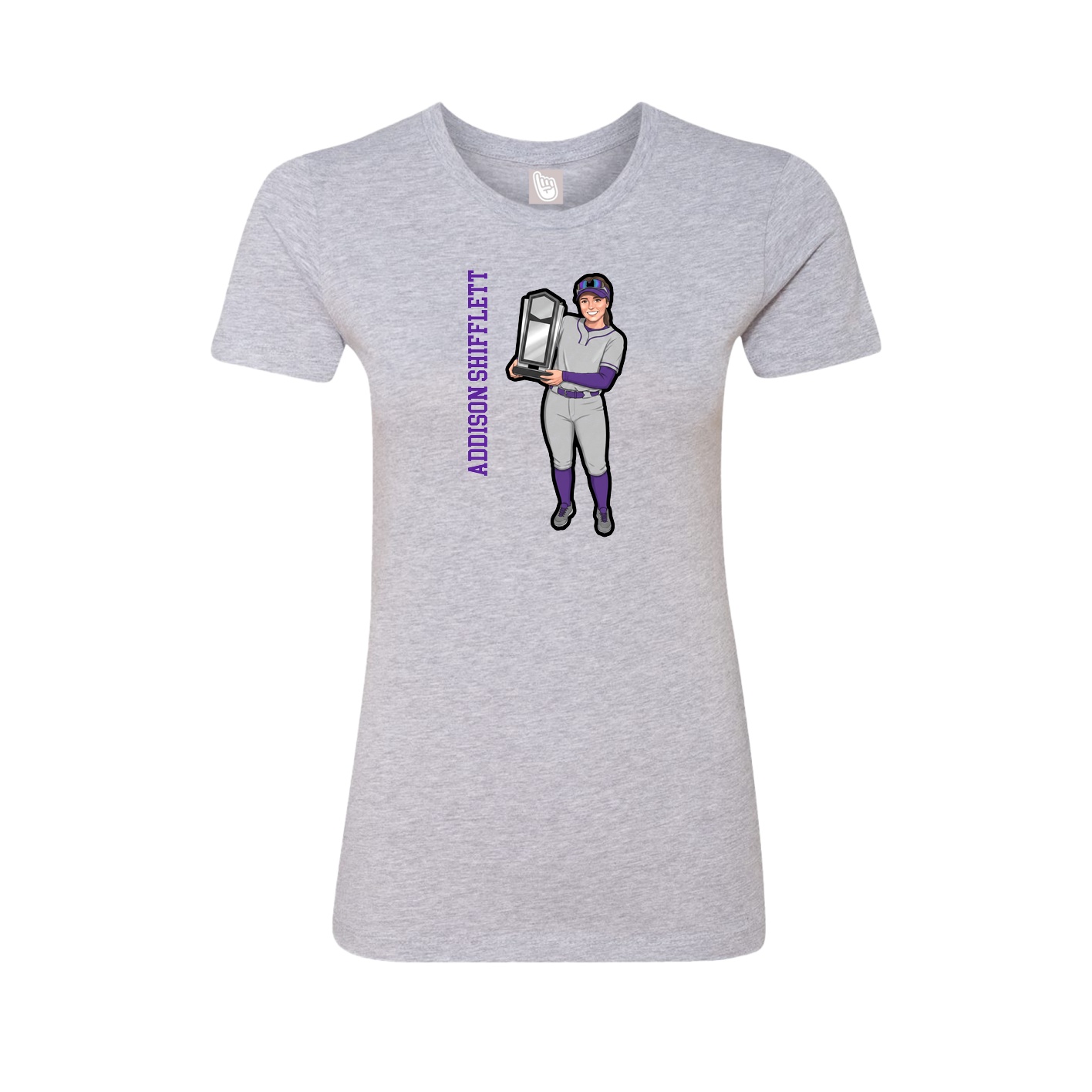 Fitted Women's Tee — Name Vertical in Grey