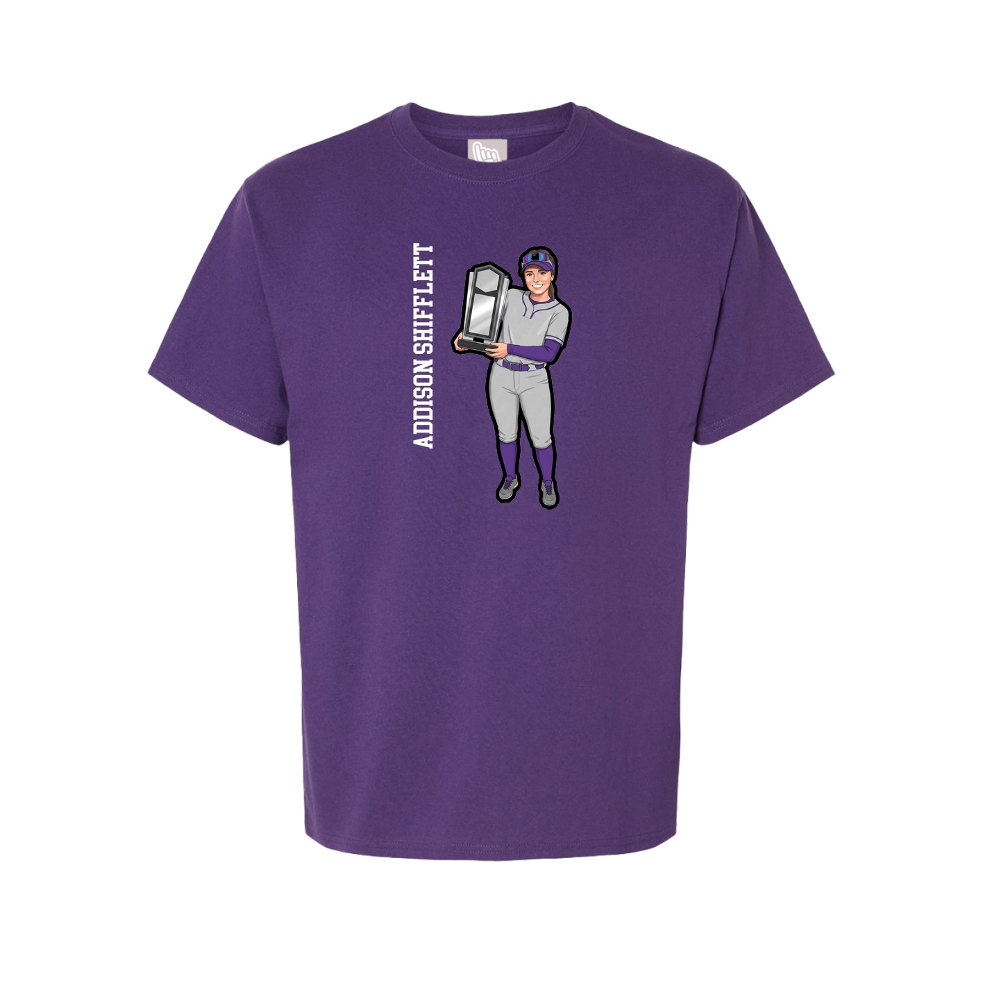 Youth Tee — Name Vertical in Purple