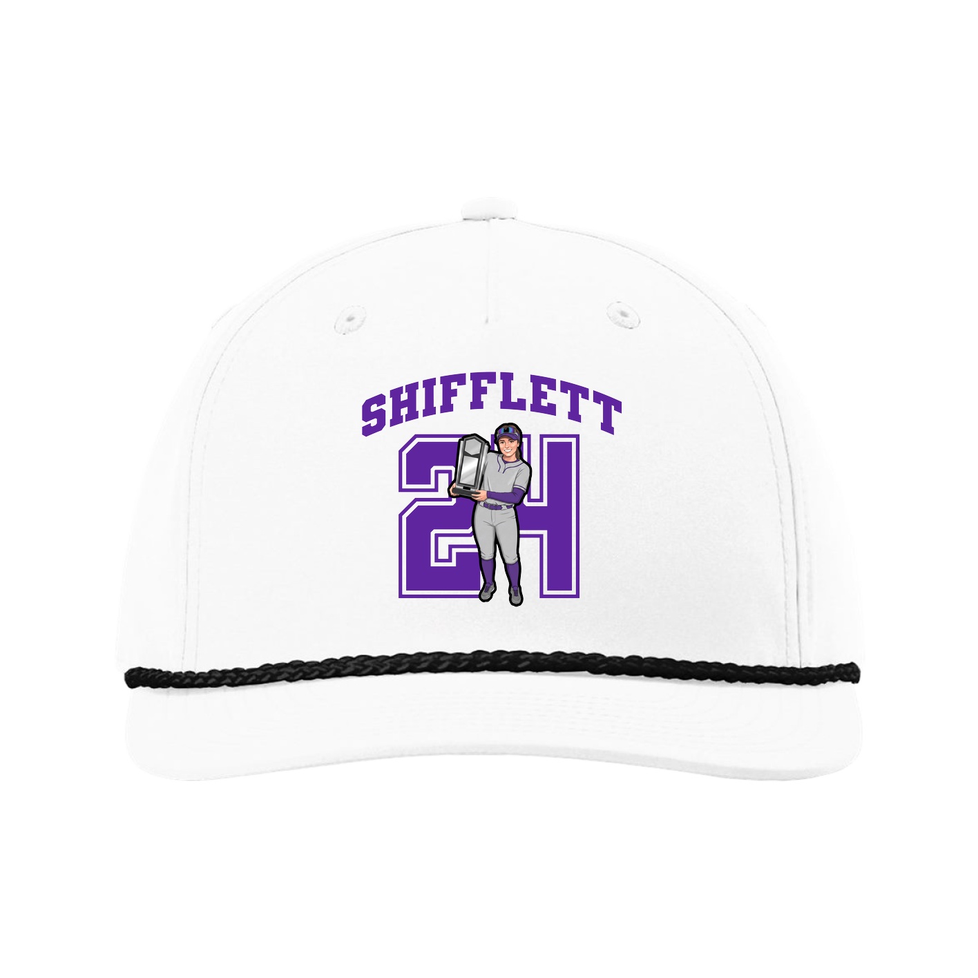 Five-Panel Classic Rope Cap — Number in White