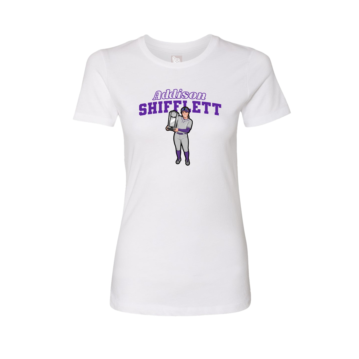 Fitted Women's Tee — Name Arch in White