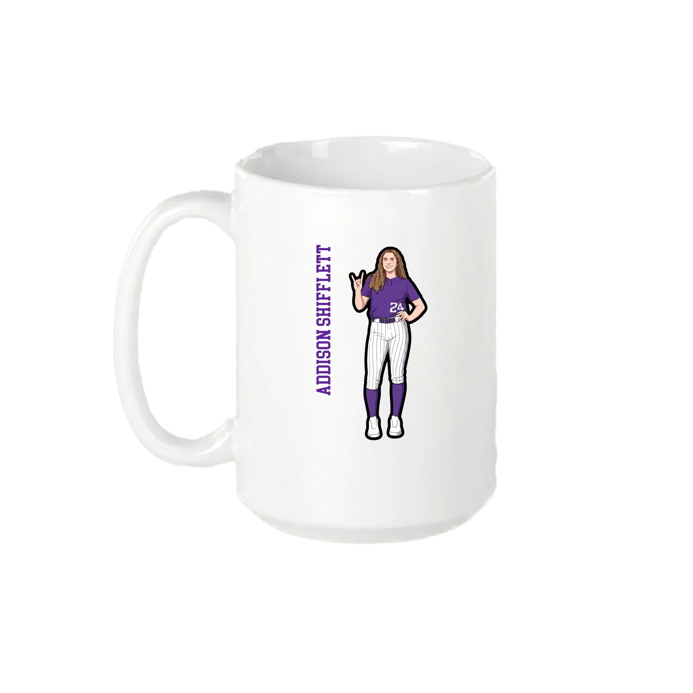 15oz Coffee Mug — Name Vertical in White