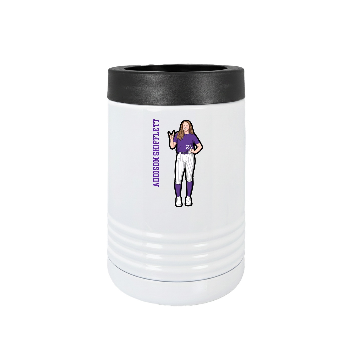 Beverage Holder — Name Vertical in White