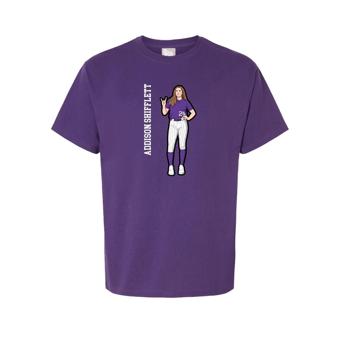 Tee — Name Vertical in Purple