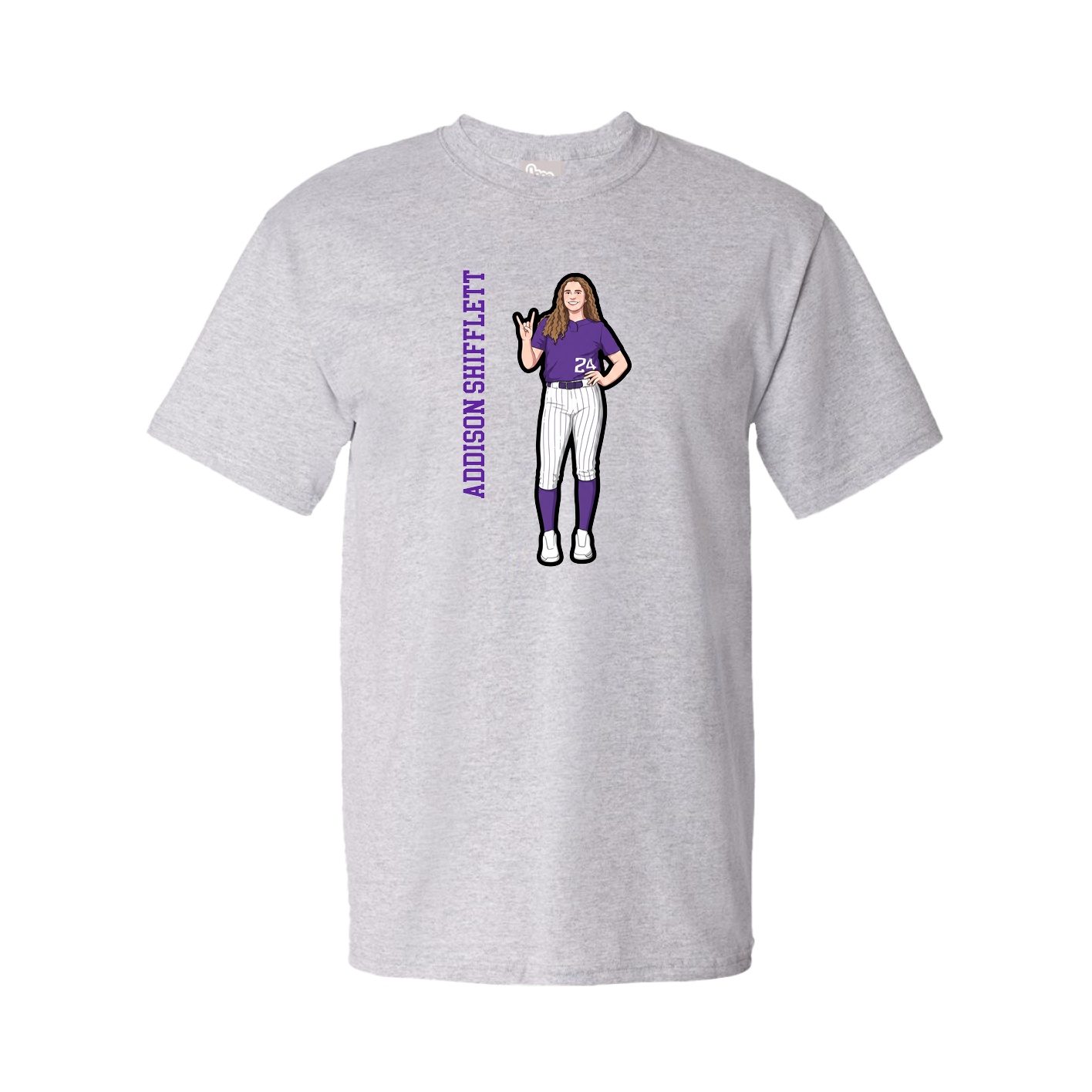 Youth Tee — Name Vertical in Grey
