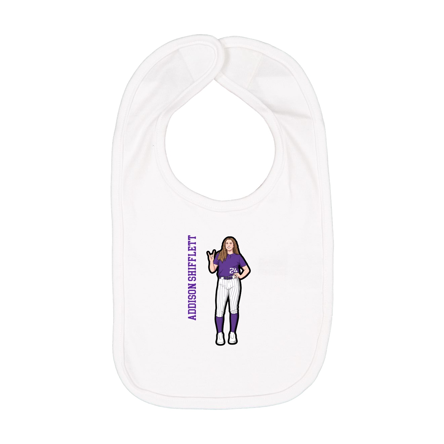 Infant Bib — Name Vertical in White