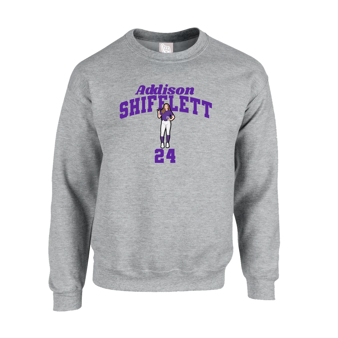 Fleece Crew — Signature Arch in Grey