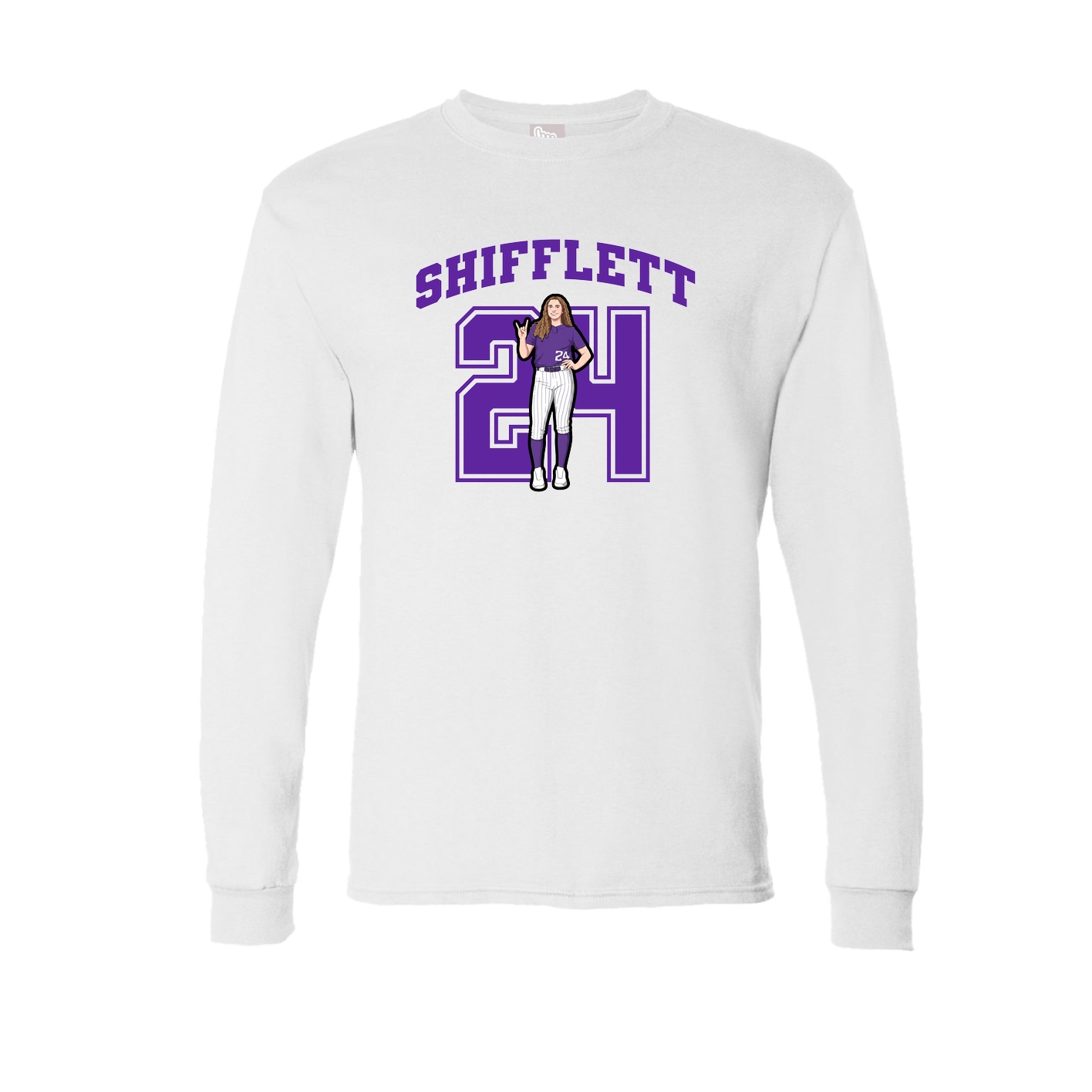 Long Sleeve Tee — Number in White