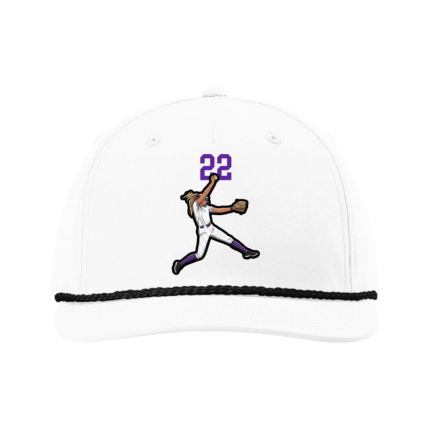 Five-Panel Classic Rope Cap — Number Top in White