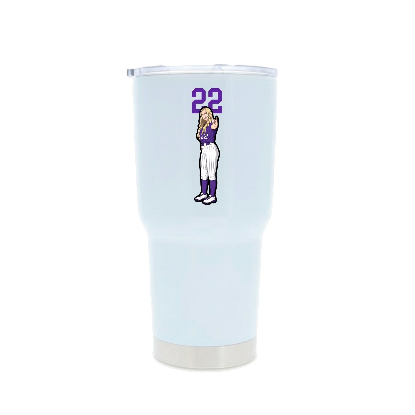 30oz Stainless Steel Tumbler — Number Top in White