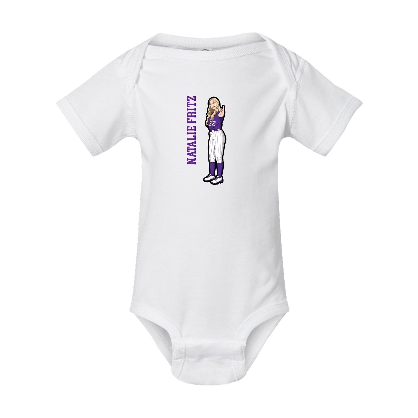 Baby Onesie — Name Vertical in White