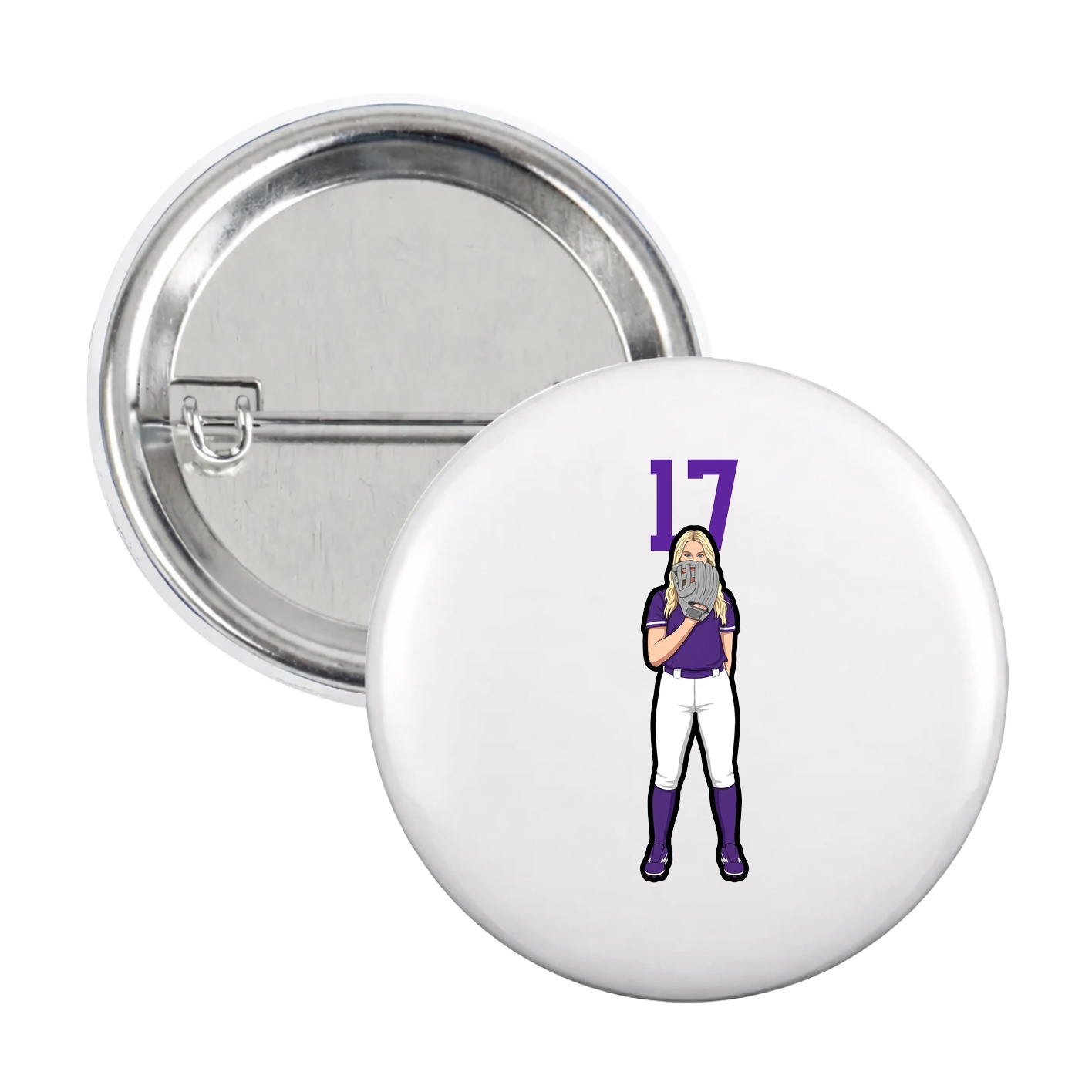 Game Day Button — Number Top in White