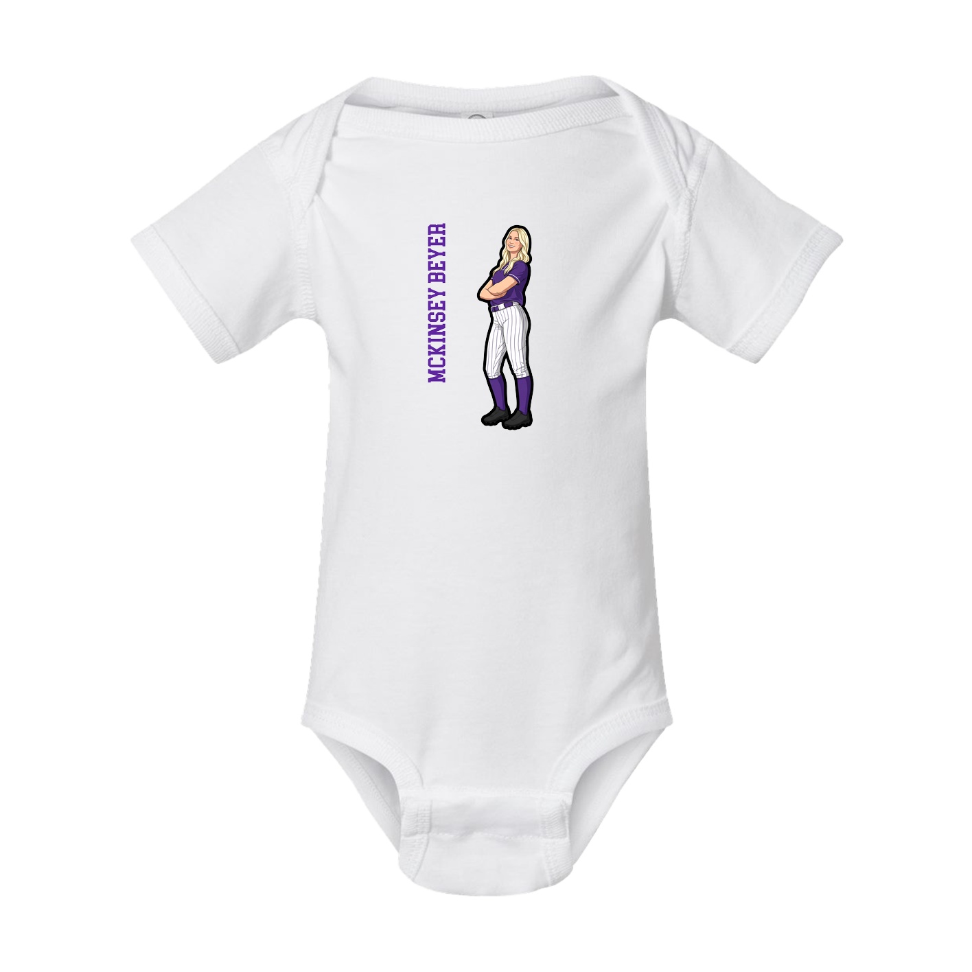 Baby Onesie — Name Vertical in White