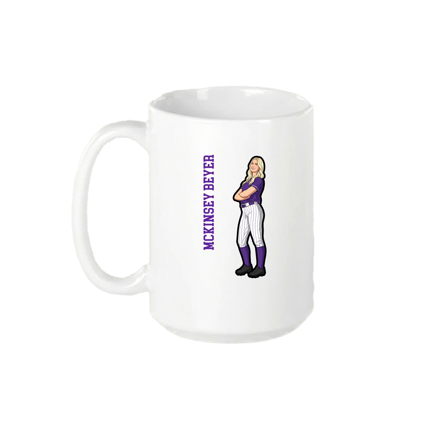 15oz Coffee Mug — Name Vertical in White
