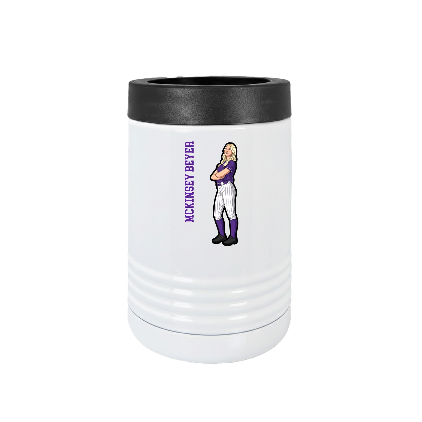 Beverage Holder — Name Vertical in White
