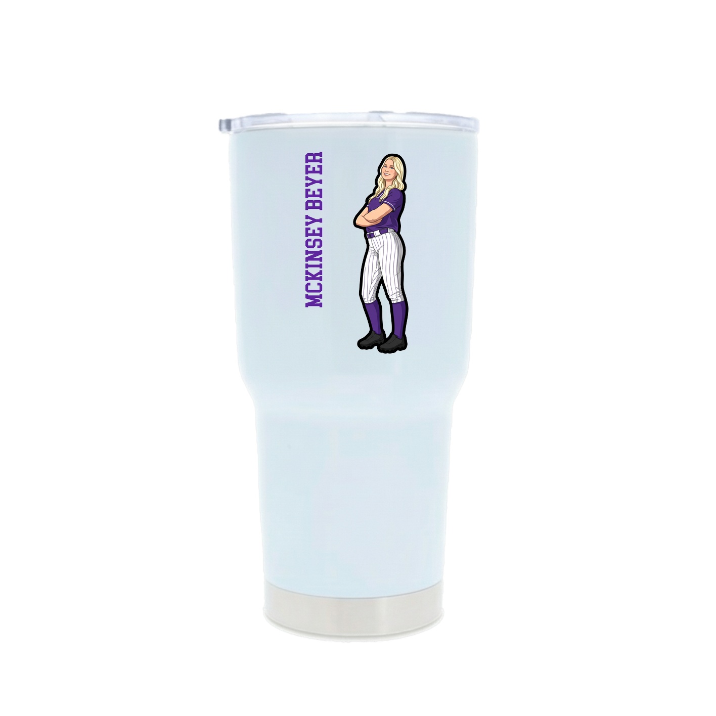 30oz Stainless Steel Tumbler — Name Vertical in White