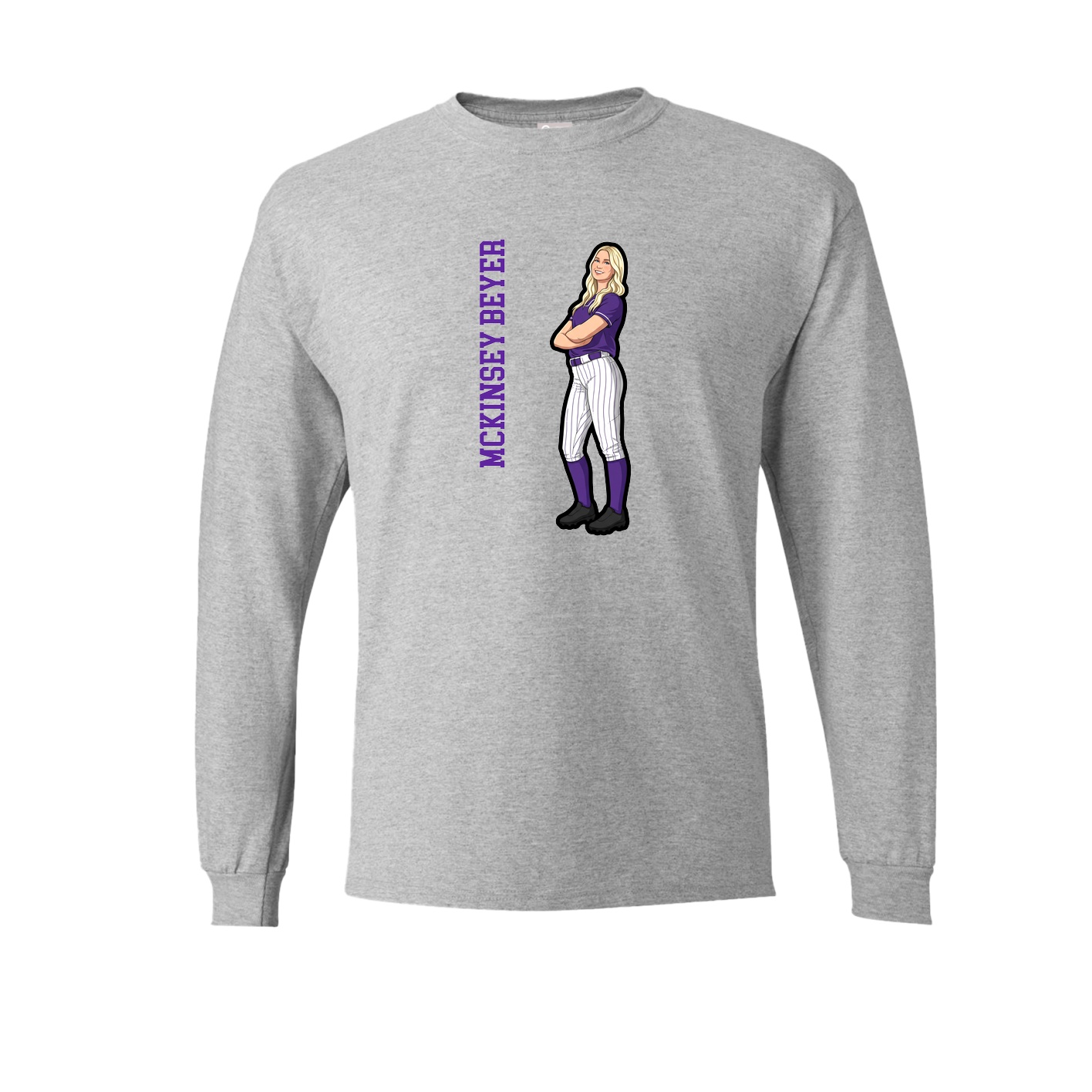 Long Sleeve Tee — Name Vertical in Grey