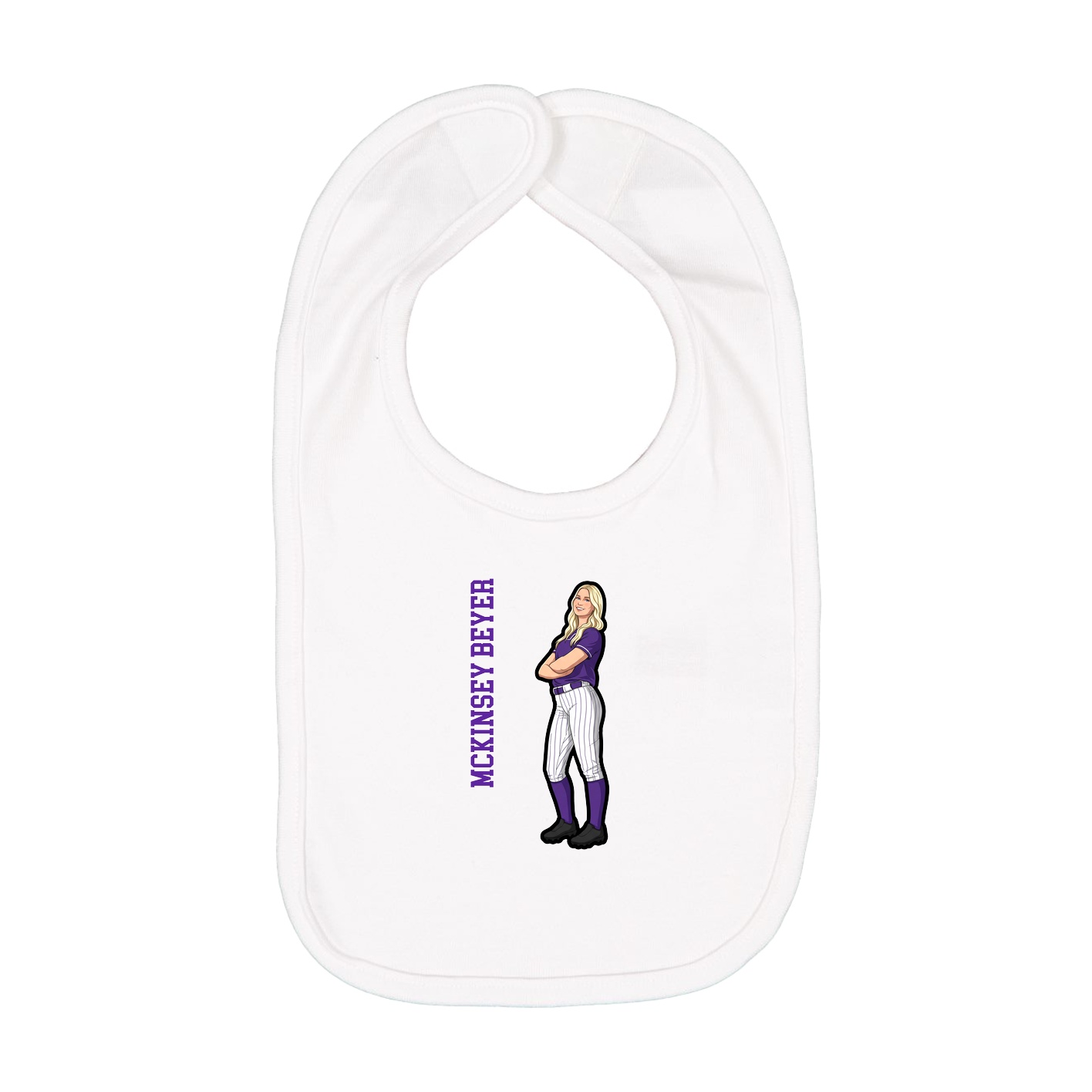 Infant Bib — Name Vertical in White