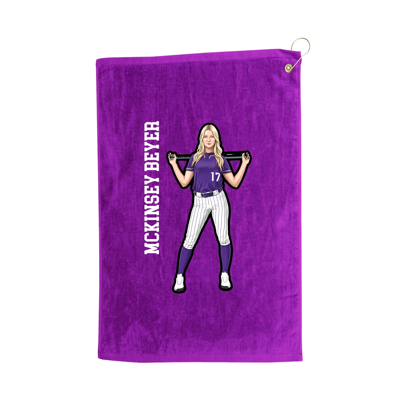 Golf Towel — Name Vertical in Purple