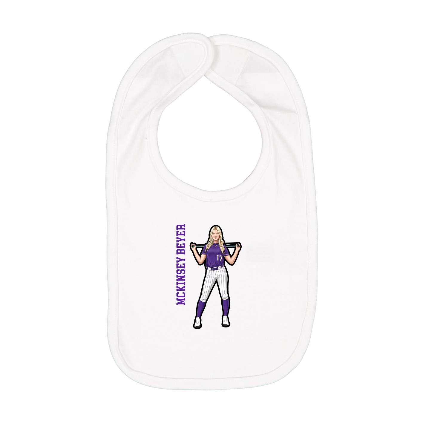Infant Bib — Name Vertical in White