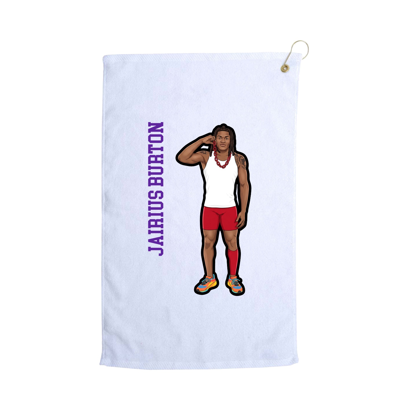 Golf Towel — Name Vertical in White