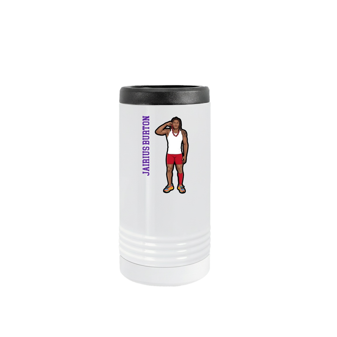 Slim Beverage Holder — Name Vertical in White