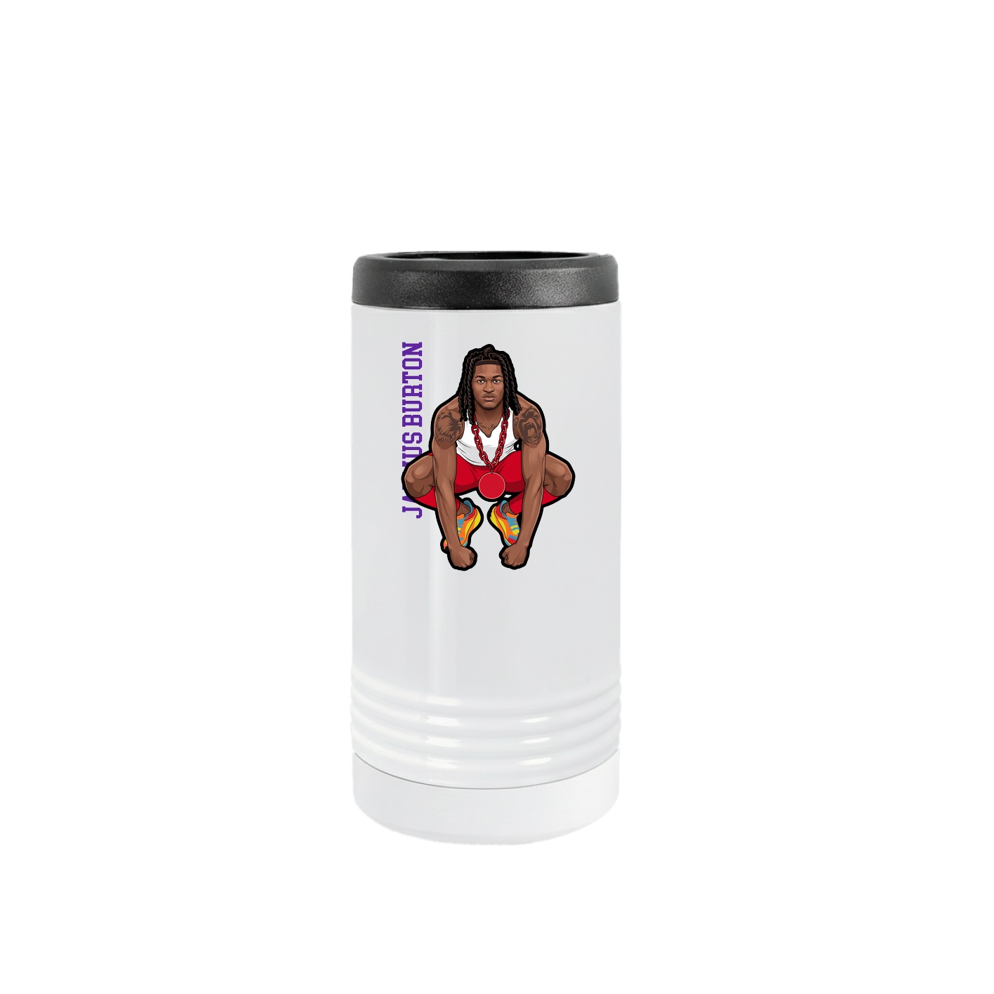 Slim Beverage Holder — Name Vertical in White