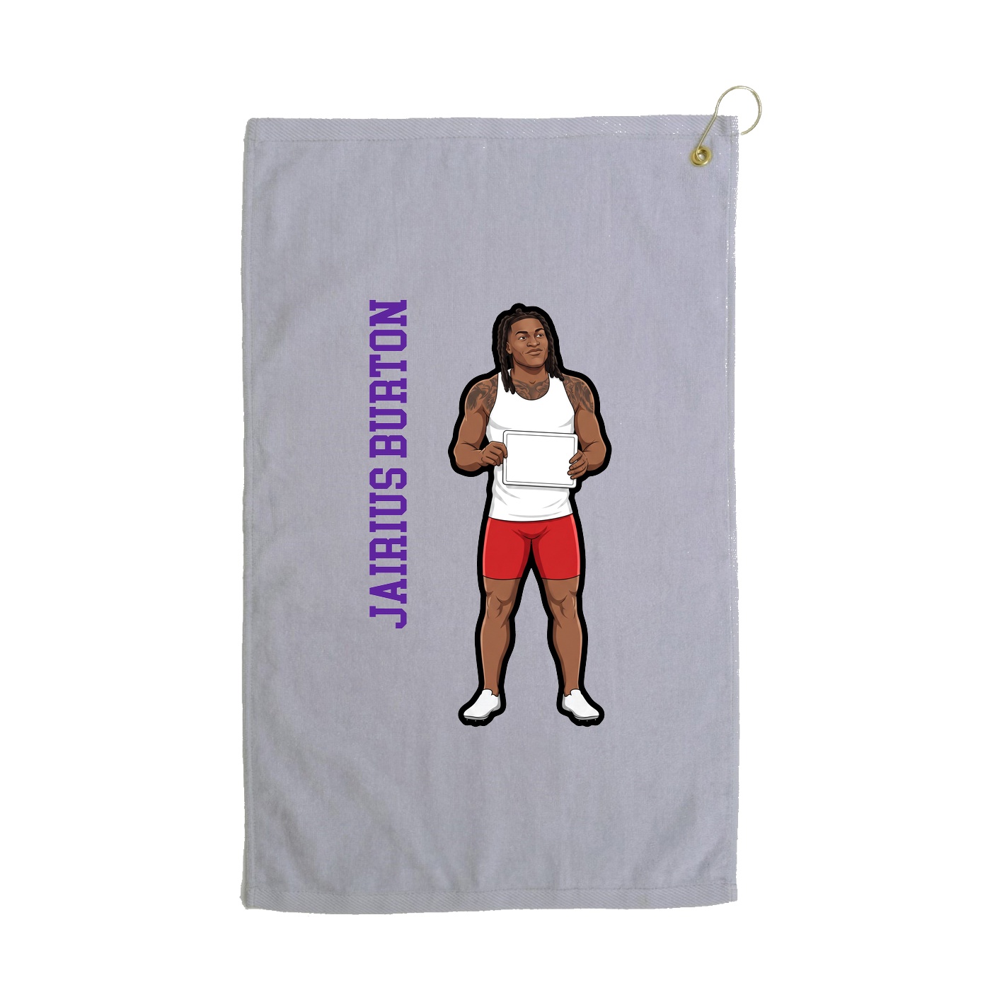 Golf Towel — Name Vertical in Grey