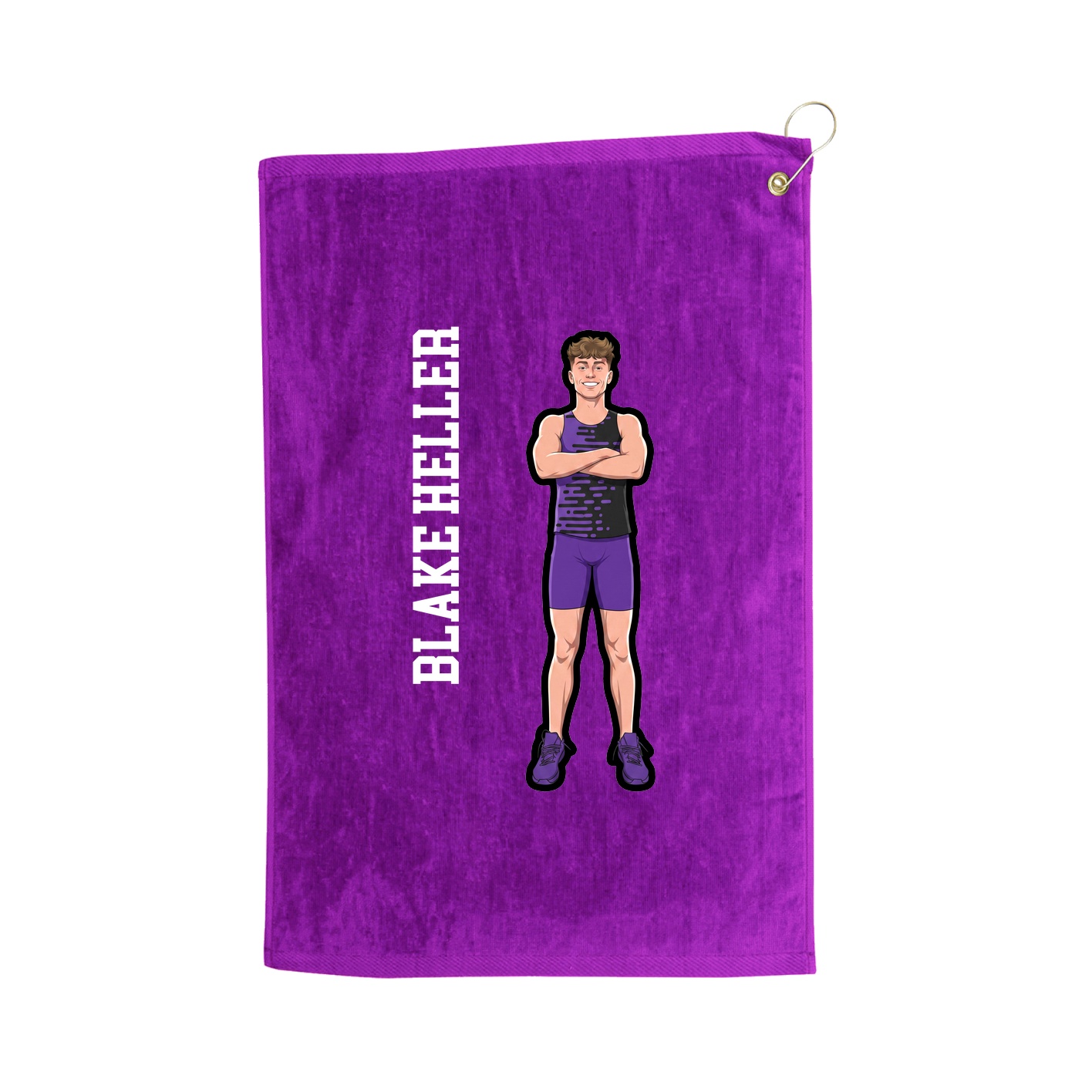Golf Towel — Name Vertical in Purple