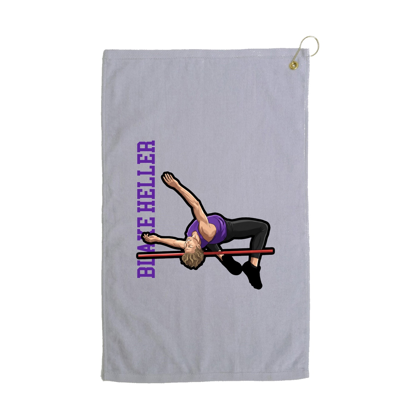 Golf Towel — Name Vertical in Grey