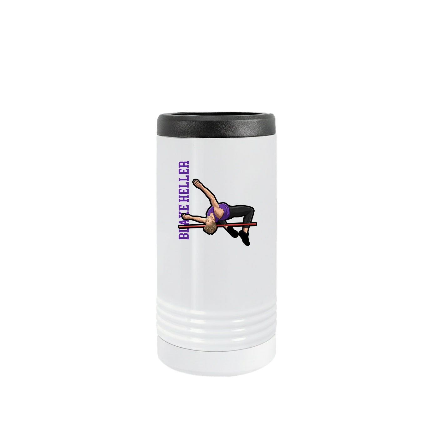 Slim Beverage Holder — Name Vertical in White
