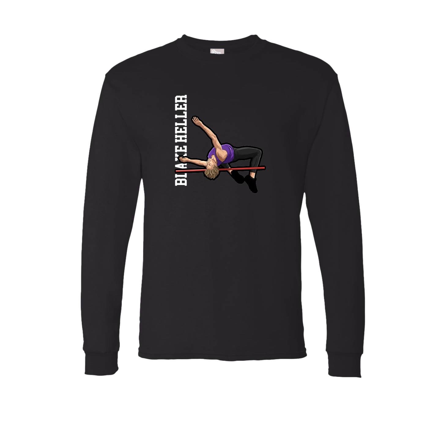 Long Sleeve Tee — Name Vertical in Black