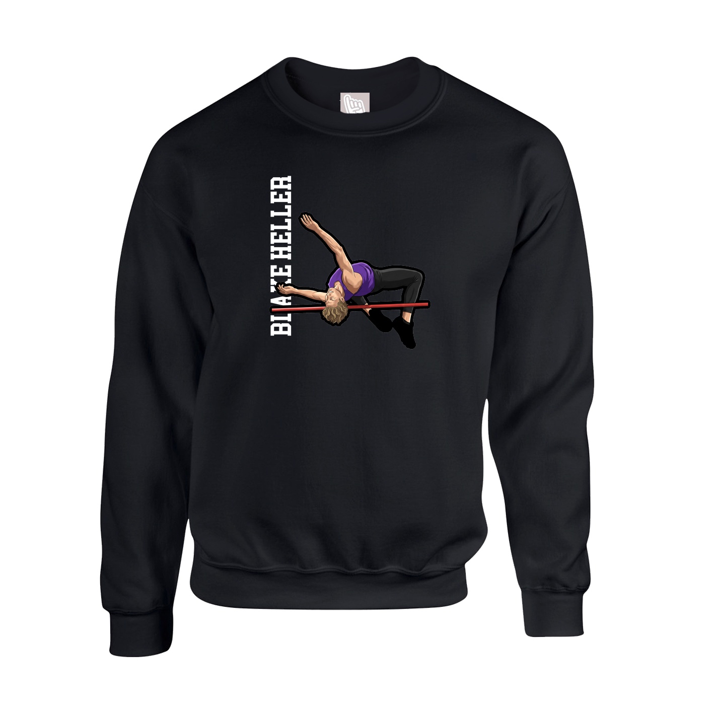 Fleece Crew — Name Vertical in Black