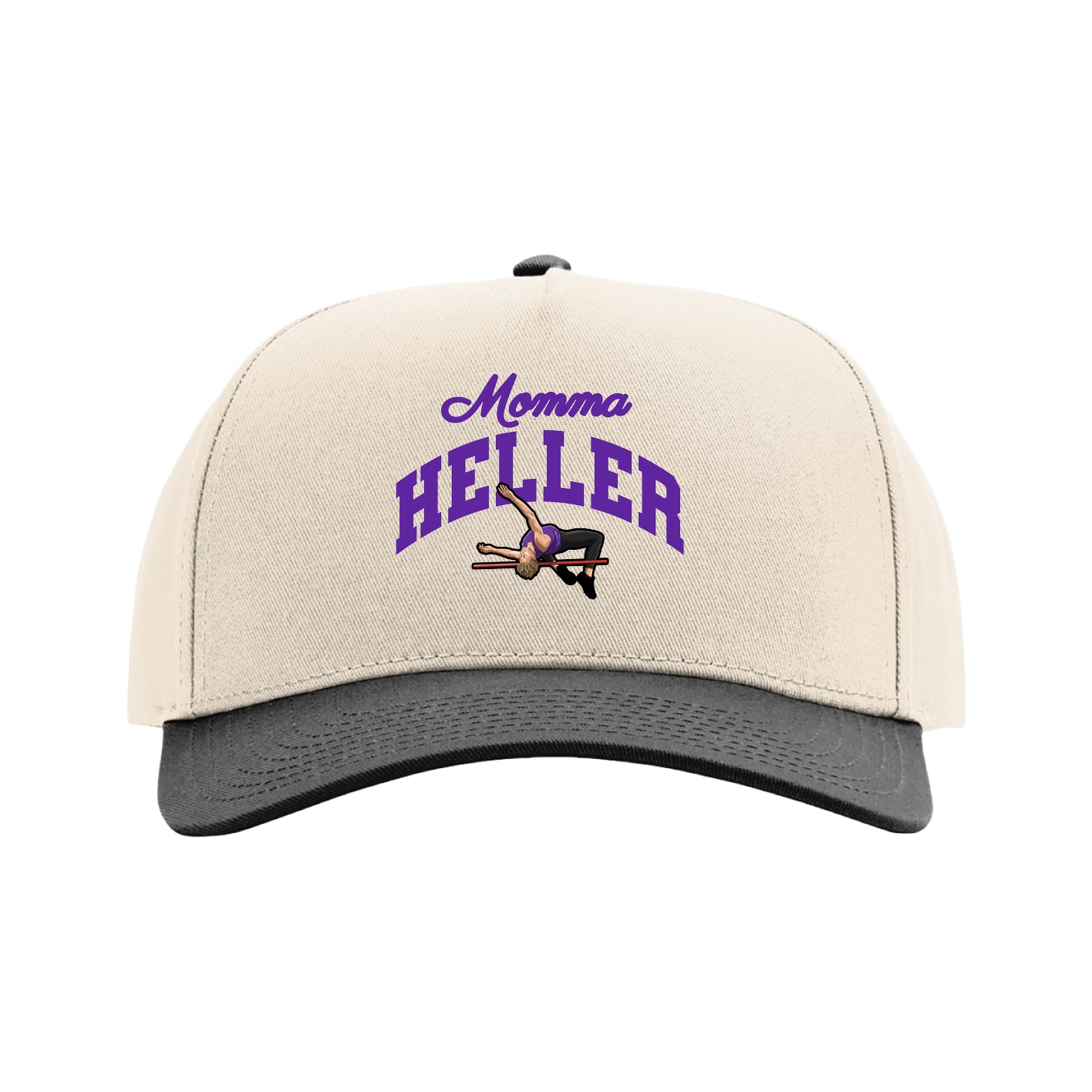 Full Fabric Five-Panel Champ Cap — Mothers Day Arch in Cream/Black