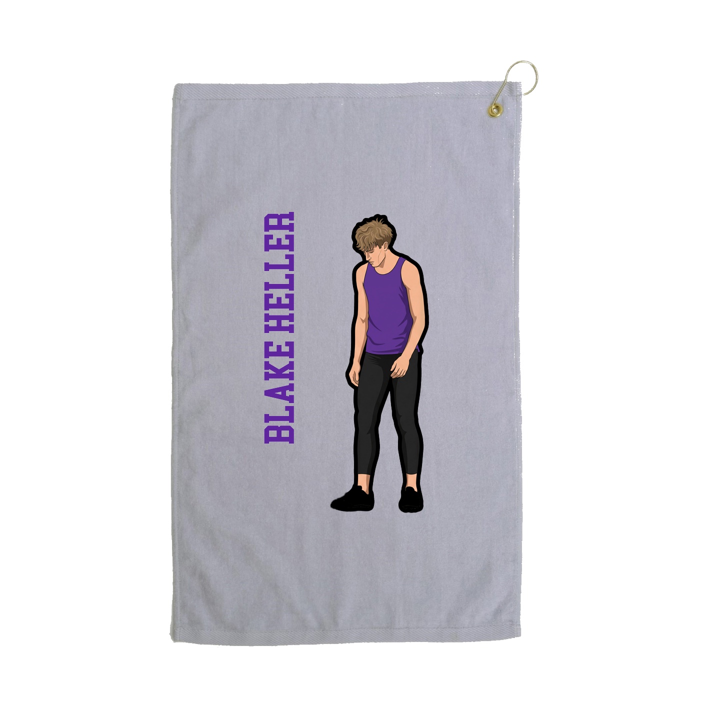 Golf Towel — Name Vertical in Grey