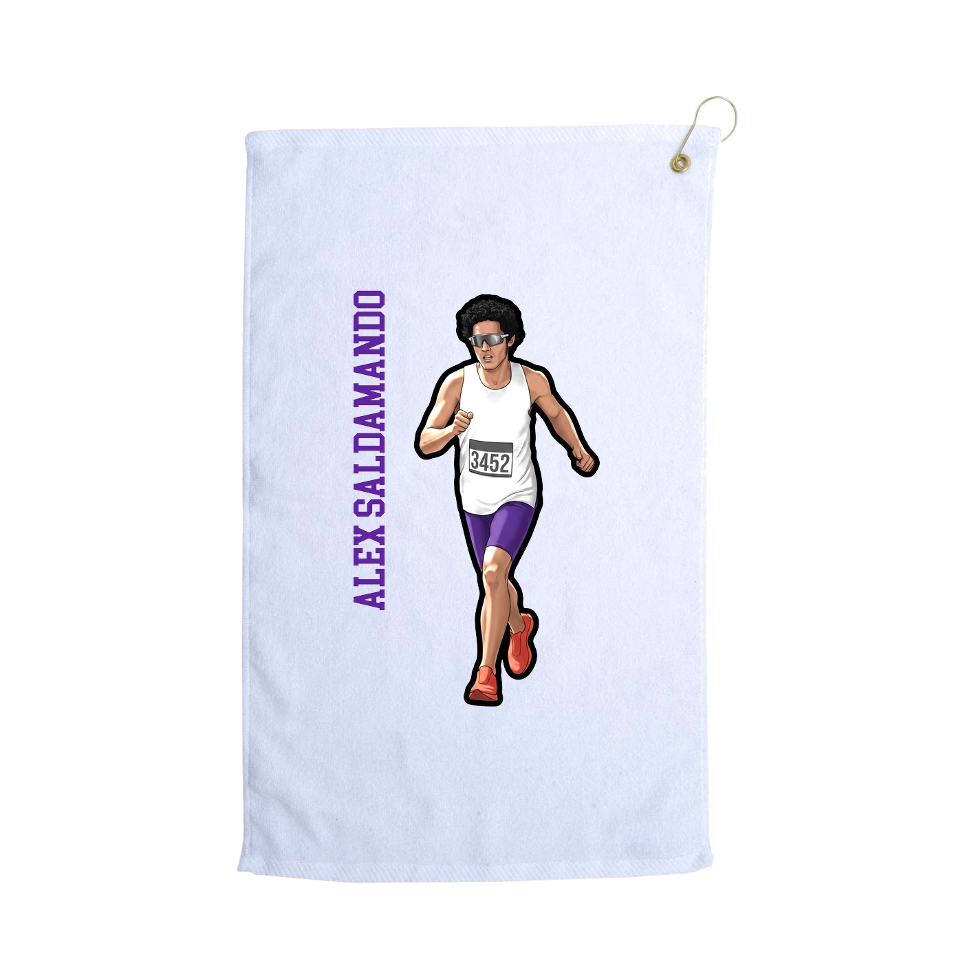 Golf Towel — Name Vertical in White