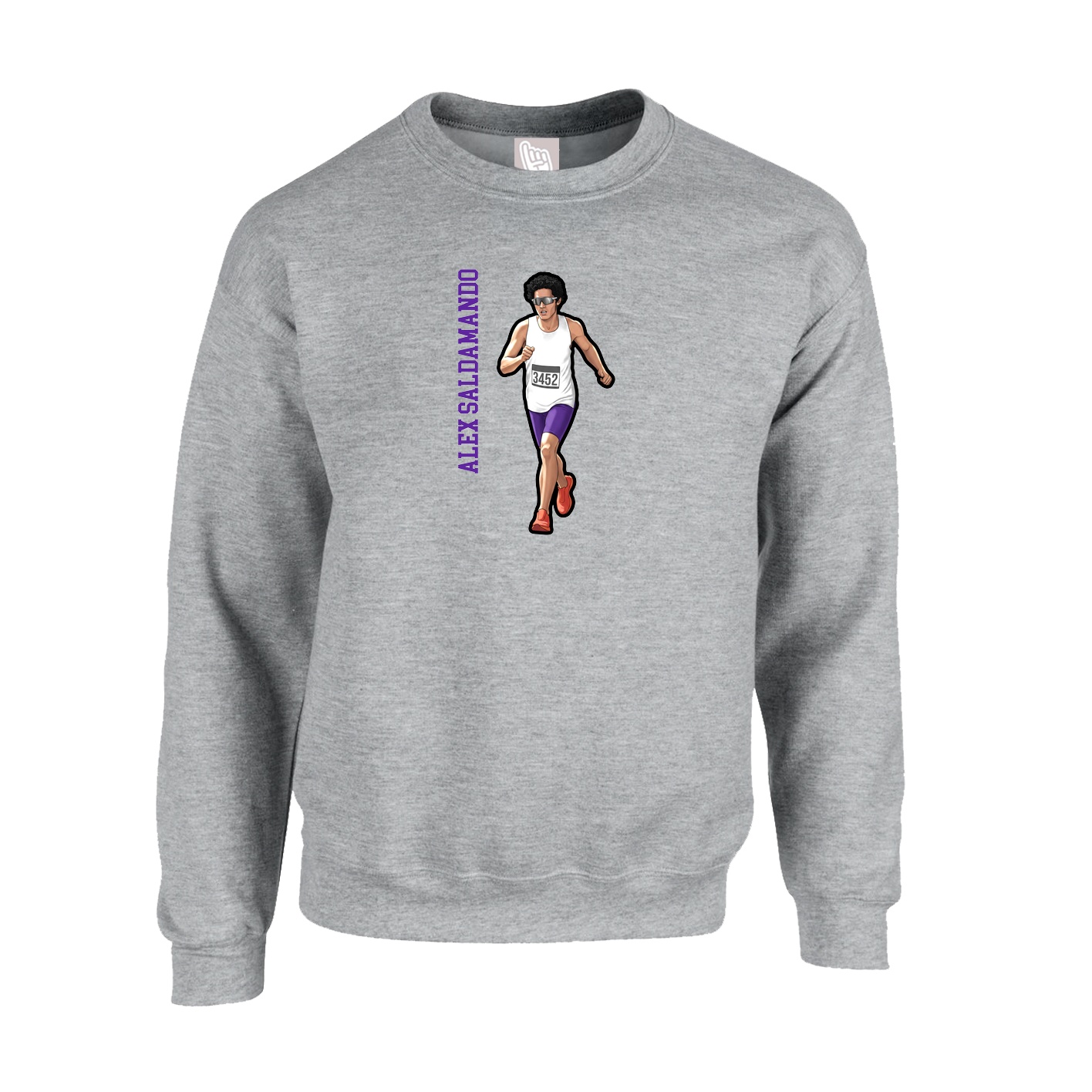 Fleece Crew — Name Vertical in Grey