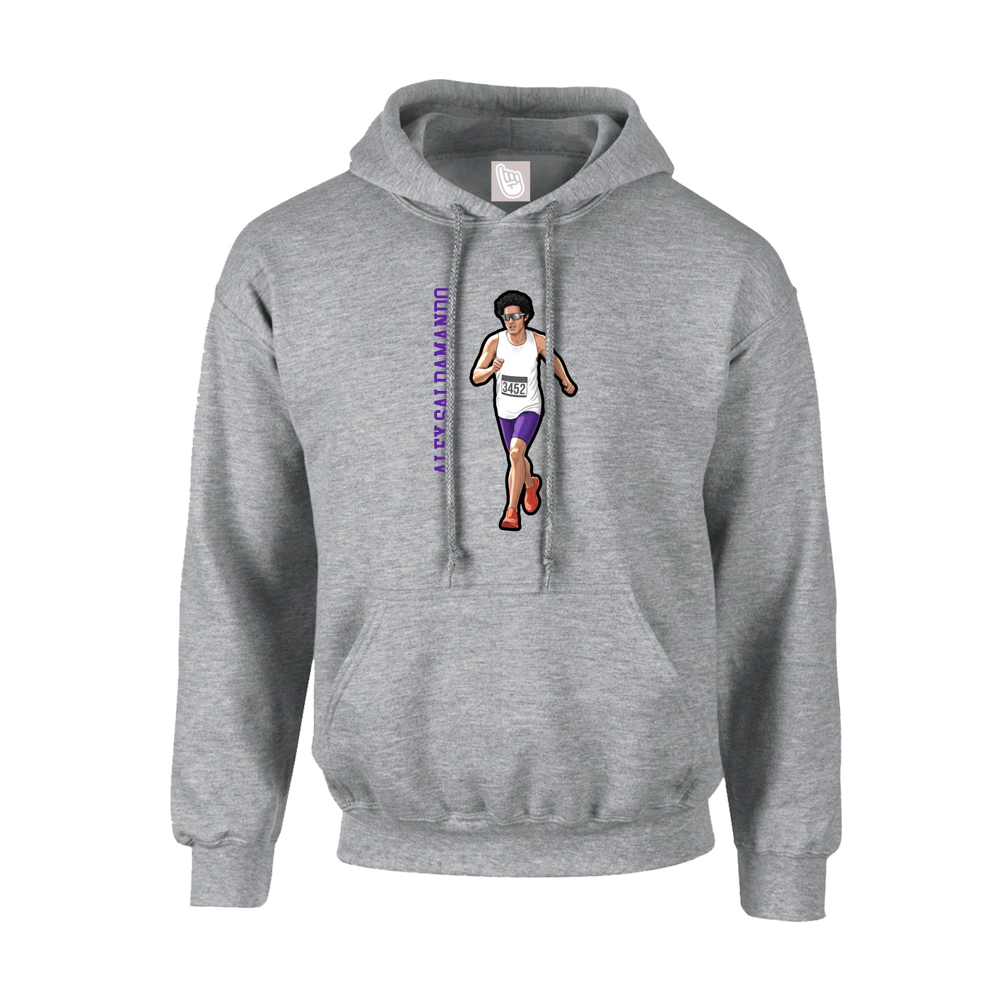 Youth Hoodie — Name Vertical in Grey