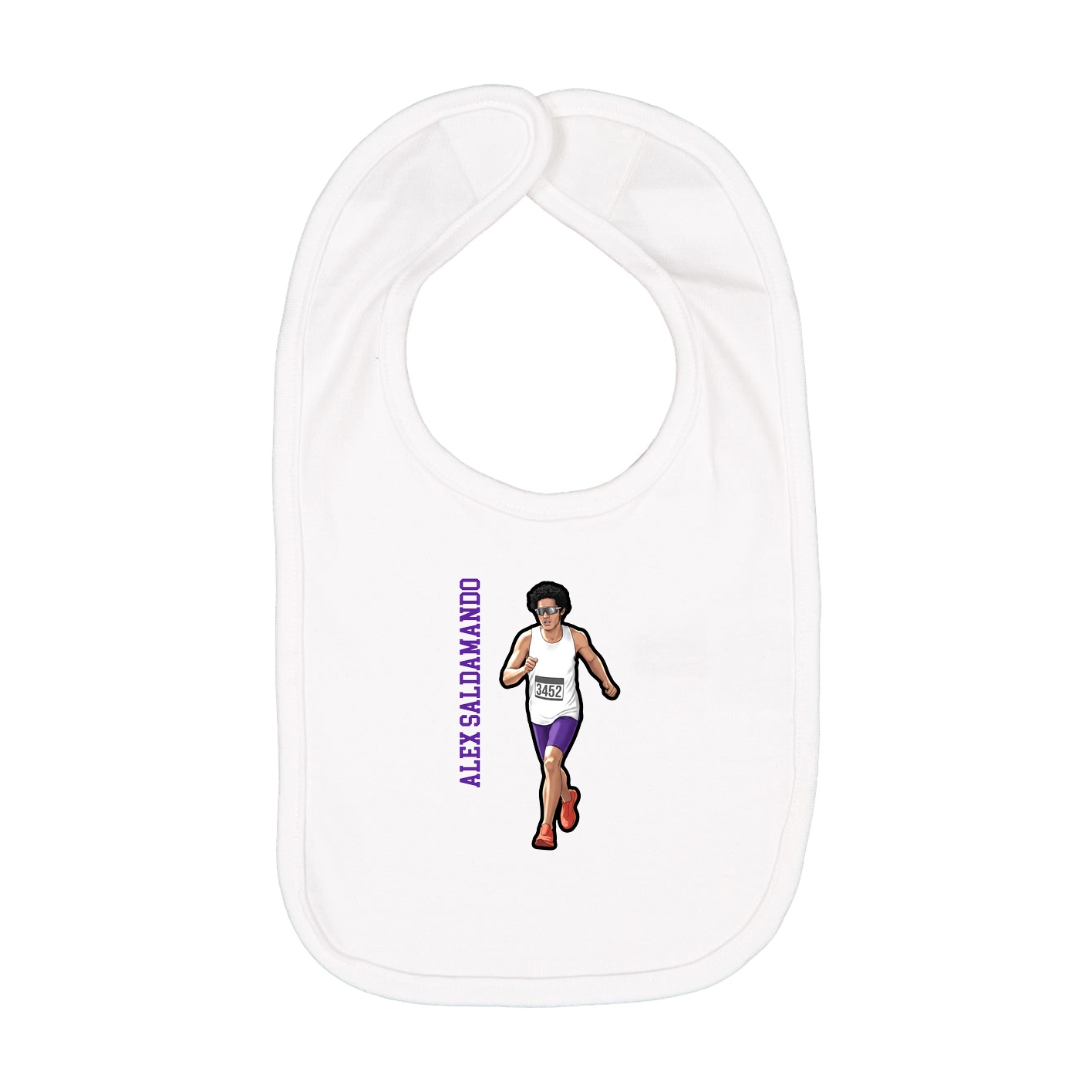Infant Bib — Name Vertical in White